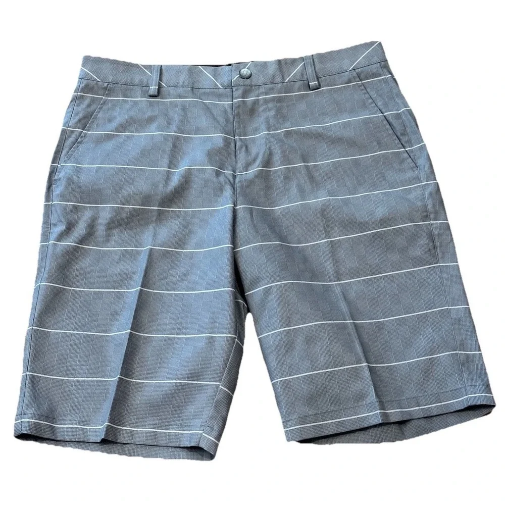 Puma Mens 34 Golf Shorts Gray Stripe DryCELL Performance Stretch 572327
